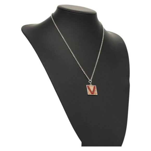 LOUIS VUITTON Necklace metal Red Silver LV - Picture 1 of 16